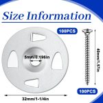 Board Fasteners Hardware Set 100 Pcs 1-1/4 Inch Stainless Steel Washers and 100 Pcs Screws for Fixing Fastening Installation - Image 2